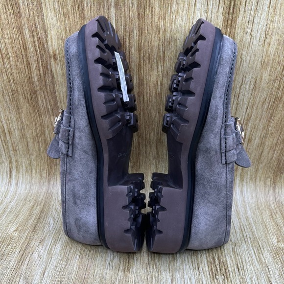 Salvatore Ferragamo Gancini Lug Loafers Men\'s Size 6 EE Grey Suede Italian Made main image 6
